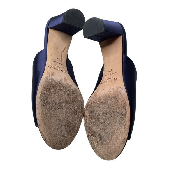 Jimmy Choo Blue Satin Jeweled Myla Mules Size 37 7 - Picture 8 of 8